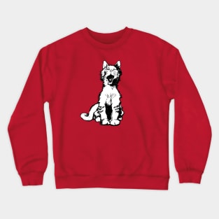 Yawning Cat on Red Crewneck Sweatshirt